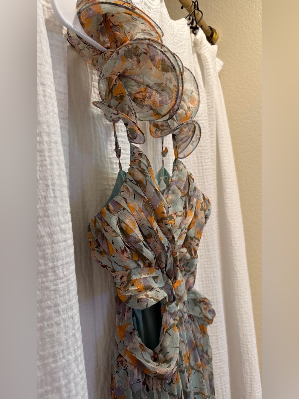 ASTR the Label Fritillaria Maxi Dress Mint Purple Floral Cutout Slit Size L NWT - Picture 5 of 15